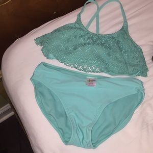 Pretty blue green kids swimsuit